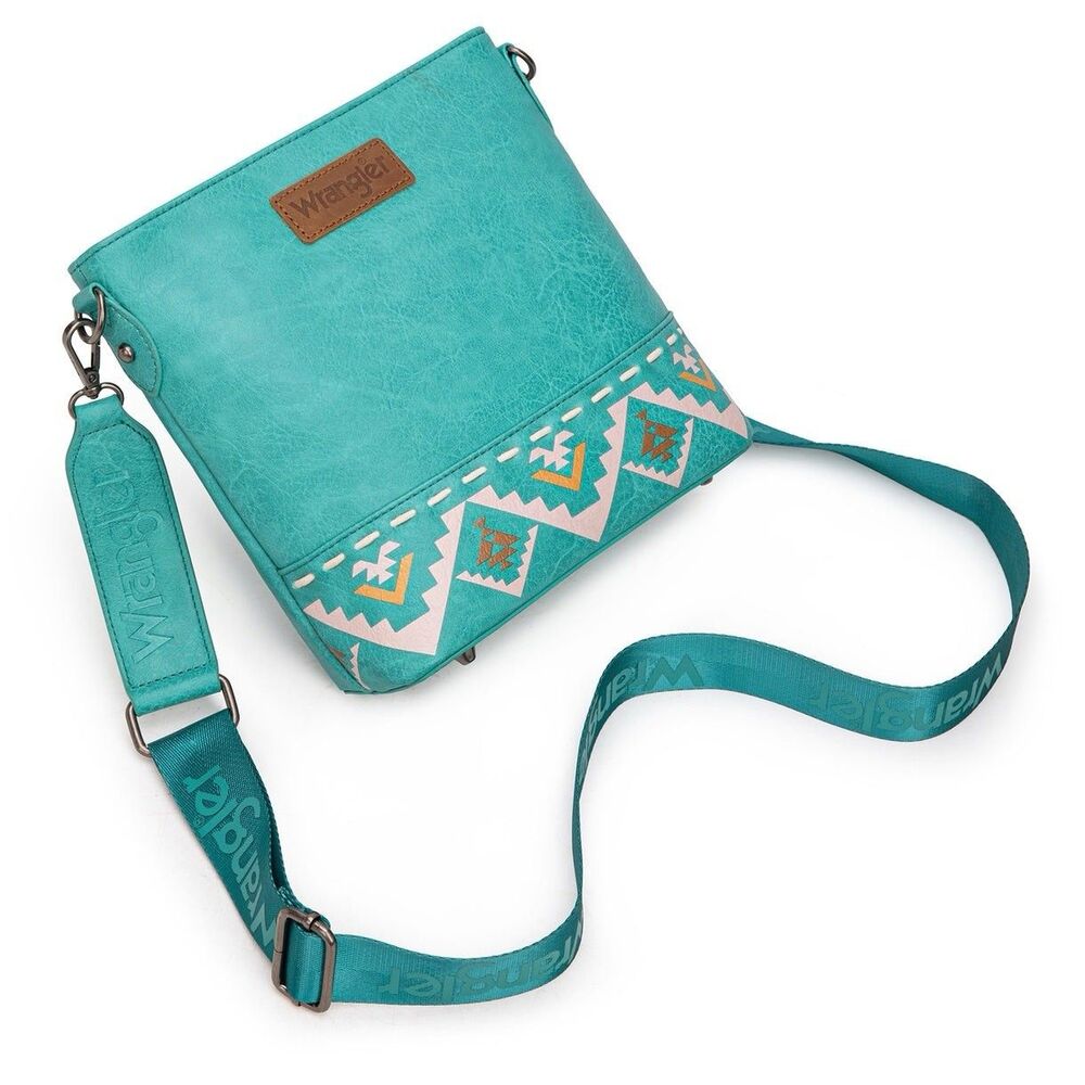 WRANGLER Aztec Print Crossbody Bag Turquoise Purse WG297G-8360TQ - Picture 3 of 4